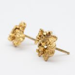 A pair of 9ct yellow gold nugget earrings