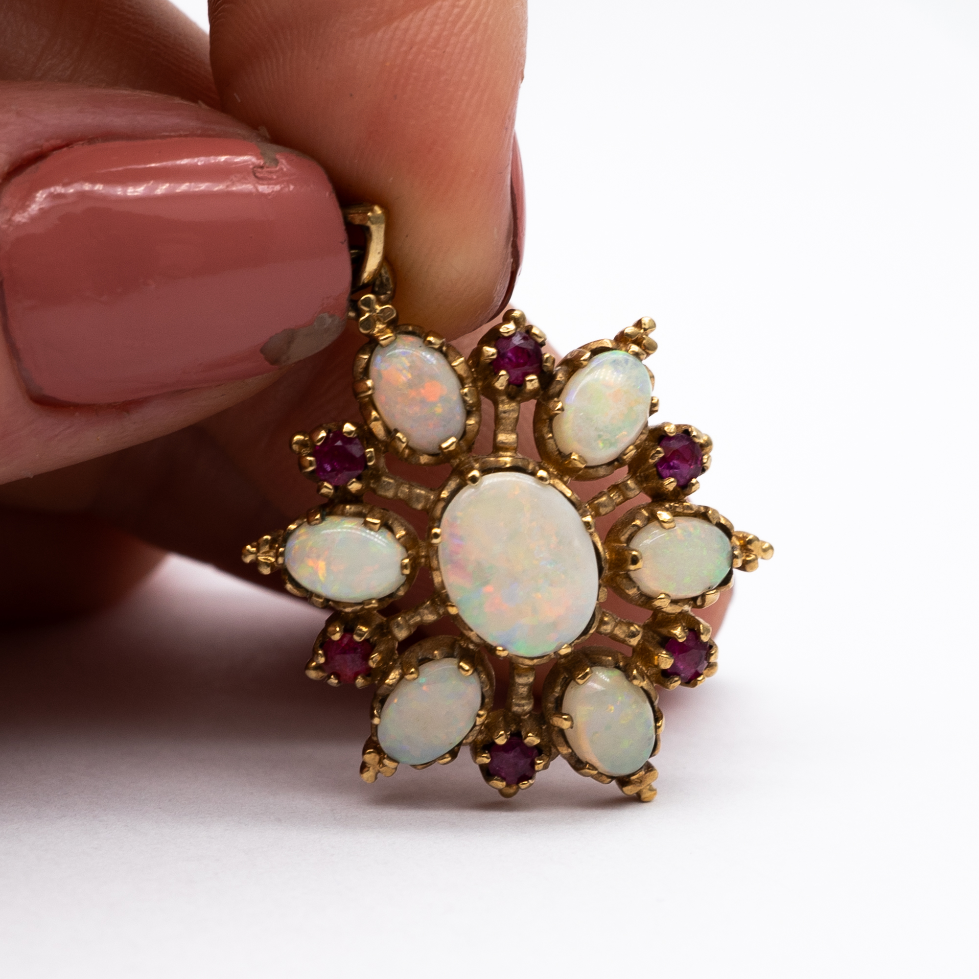 A 9ct yellow gold opal and ruby pendant - Image 5 of 5