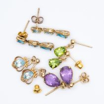 A mixed lot of 9ct yellow gold earrings