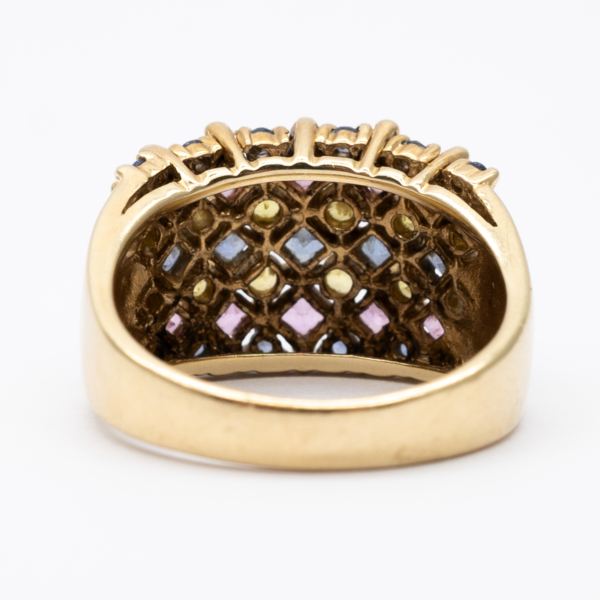 A 9ct yellow gold mixed sapphires dress ring - Image 3 of 5