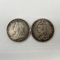 2x Victorian Crowns 1895 + 1889