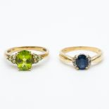 2x 9ct yellow gold dress rings