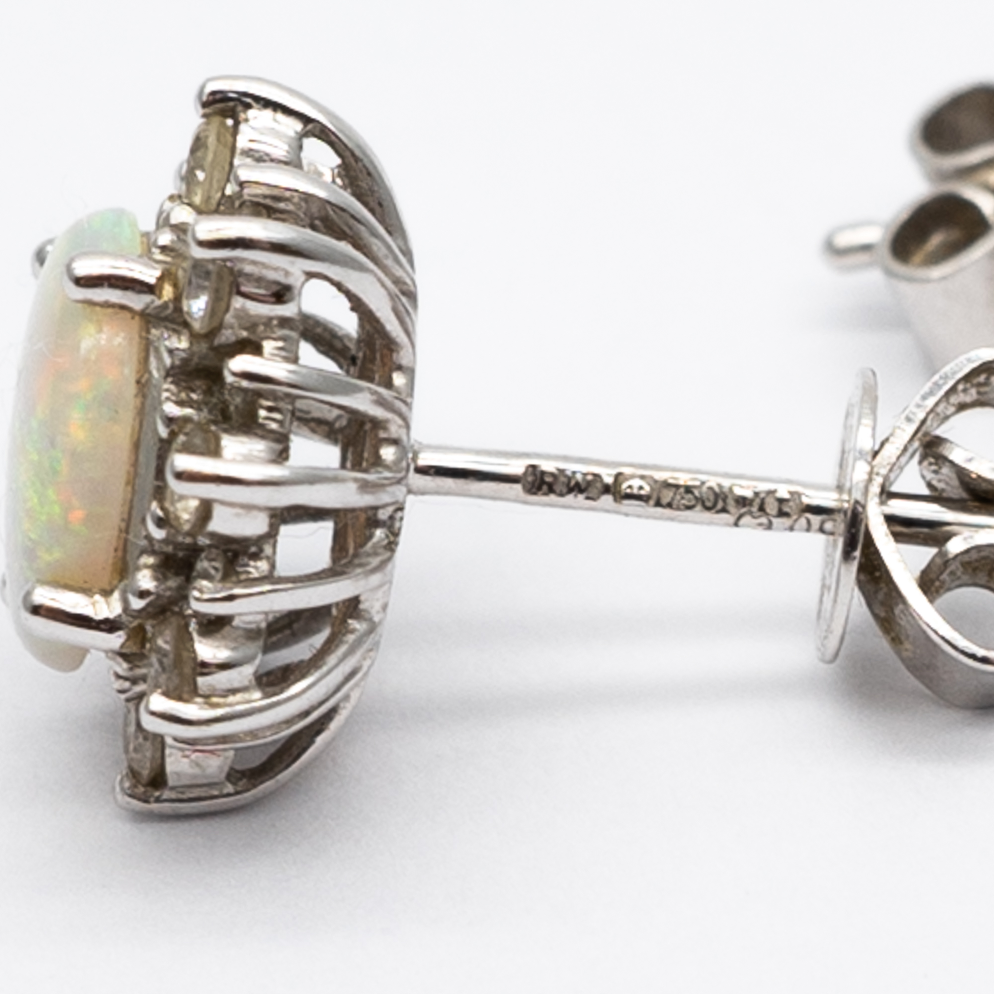 A pair of 18ct white gold opal and diamond earrings - Image 4 of 6