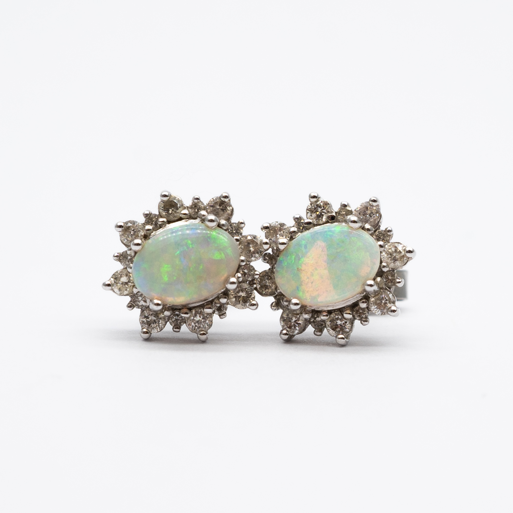 A pair of 18ct white gold opal and diamond earrings - Image 2 of 6
