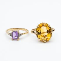 2x 9ct yellow gold dress rings