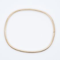 A 9ct yellow gold diamond bangle