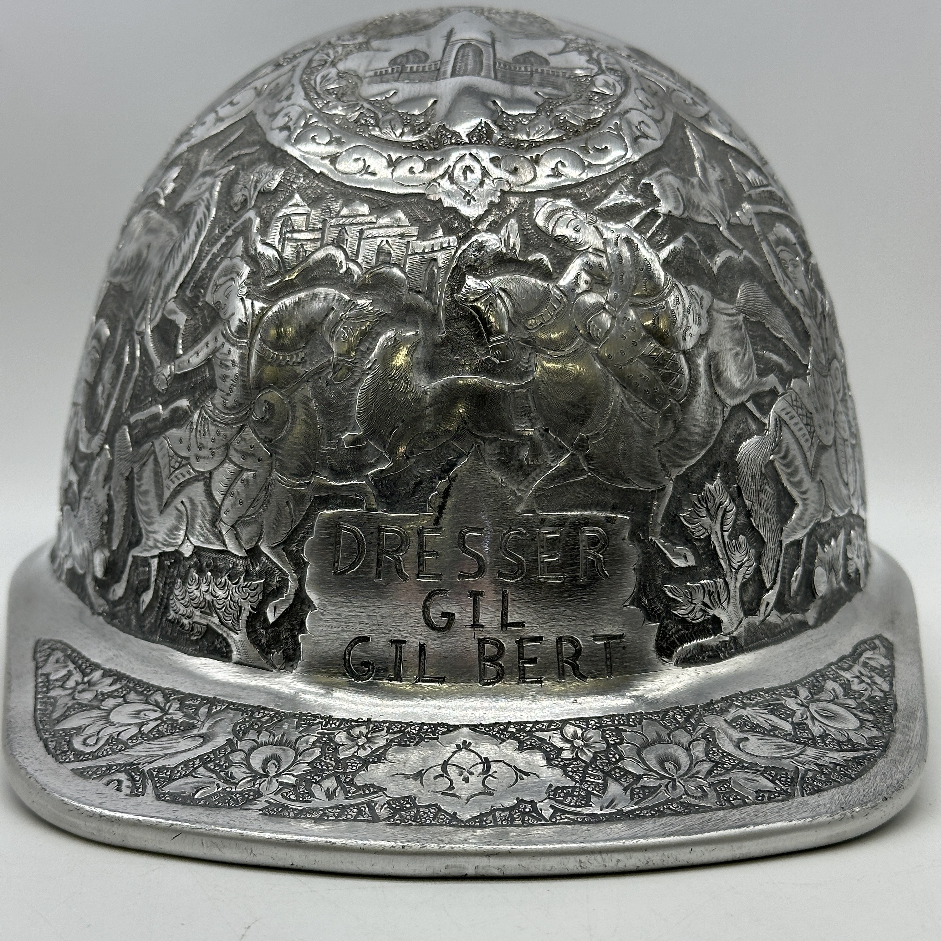 A vintage McDonald engraved high relief aluminium safety hat - Image 3 of 10