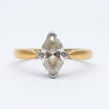 An 18ct yellow gold marquise diamond ring