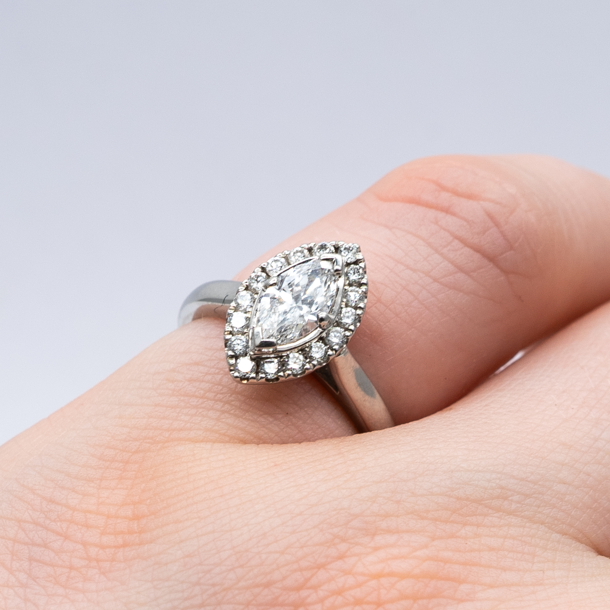 A platinum marquise halo diamond ring - Image 3 of 5