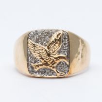 A 9ct yellow gold eagle design ring