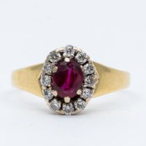 An 18ct yellow gold ruby and diamond ring