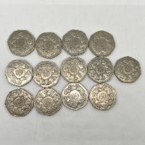 A collection of 50p coins