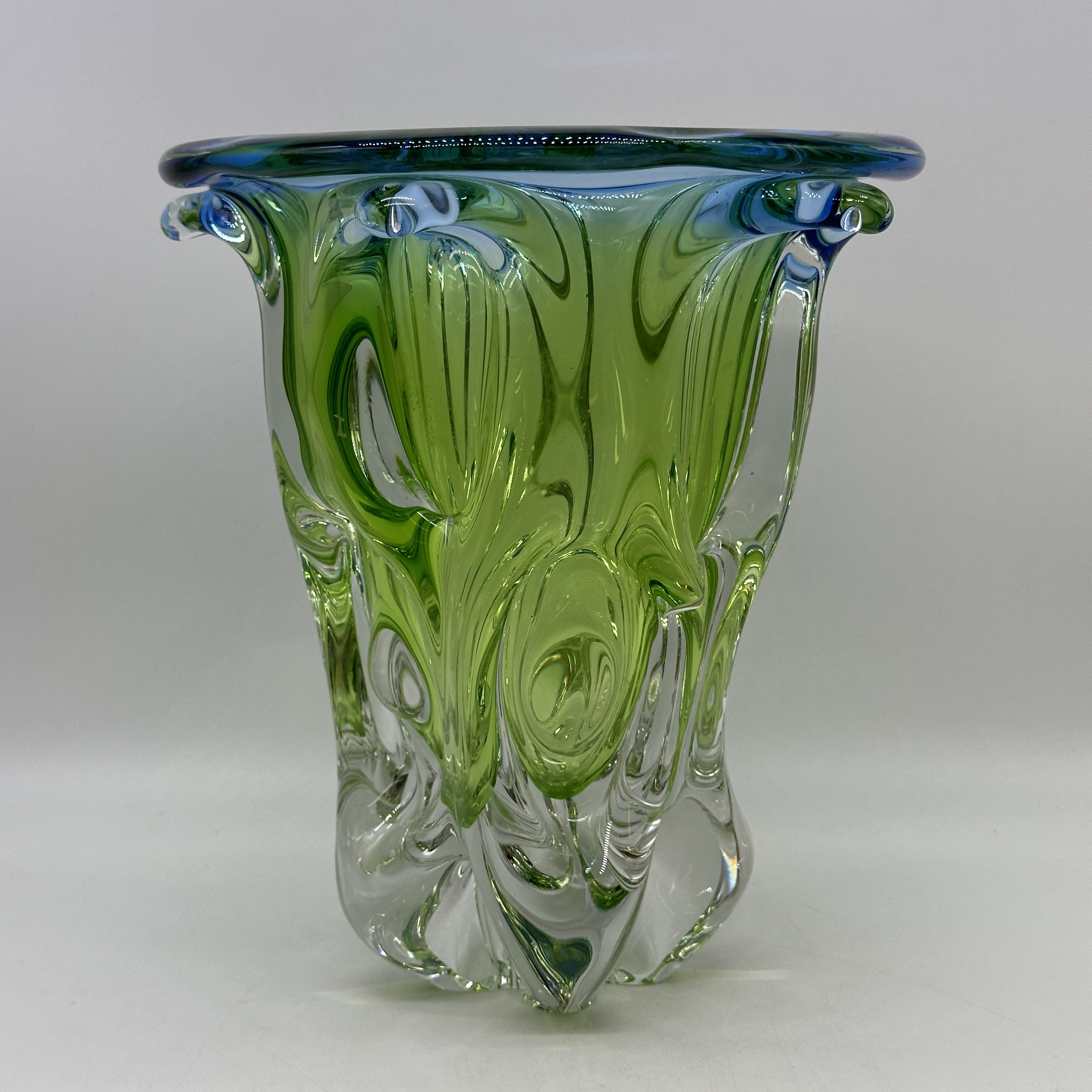 A Bohemian blue green glass vase by Josef Hospodka - Image 2 of 4