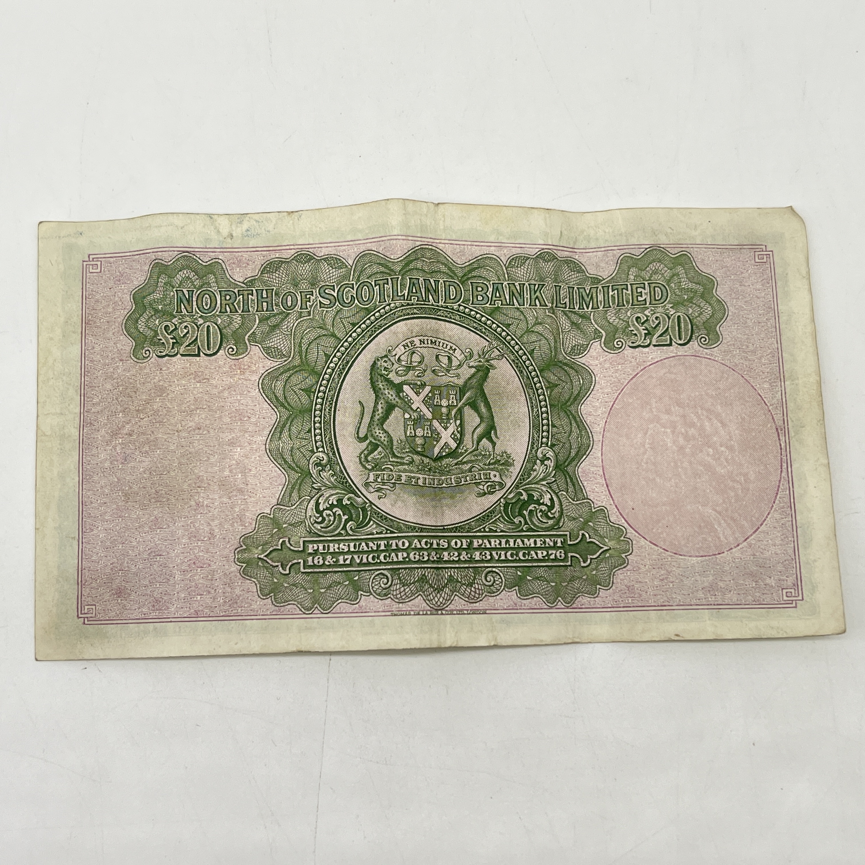 A Â£20 North of Scotland Bank note - Image 2 of 2