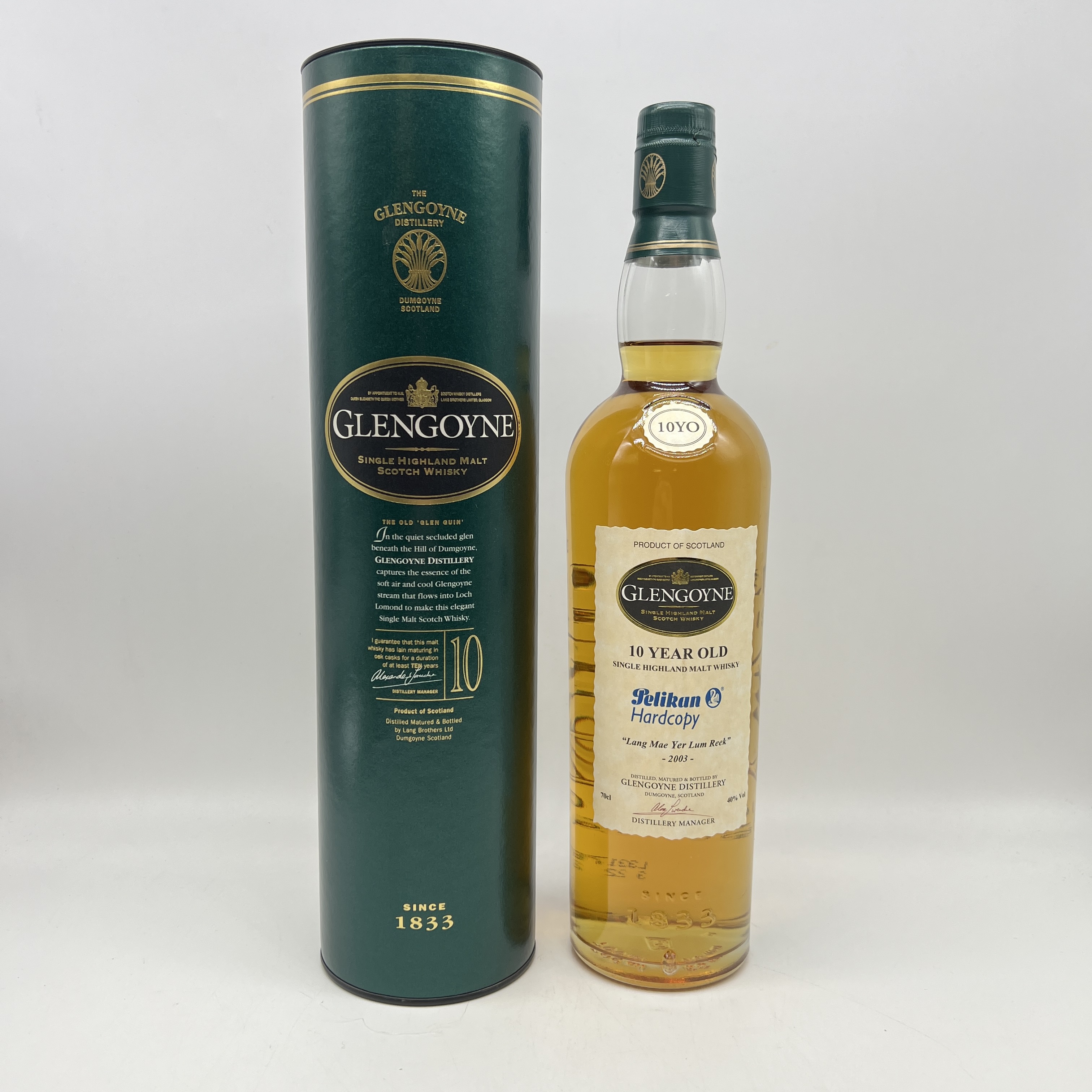 A bottle of Glengoyne whisky