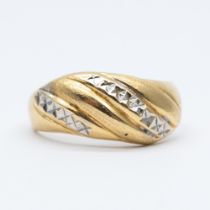 A 14ct yellow gold diamond cut dress ring