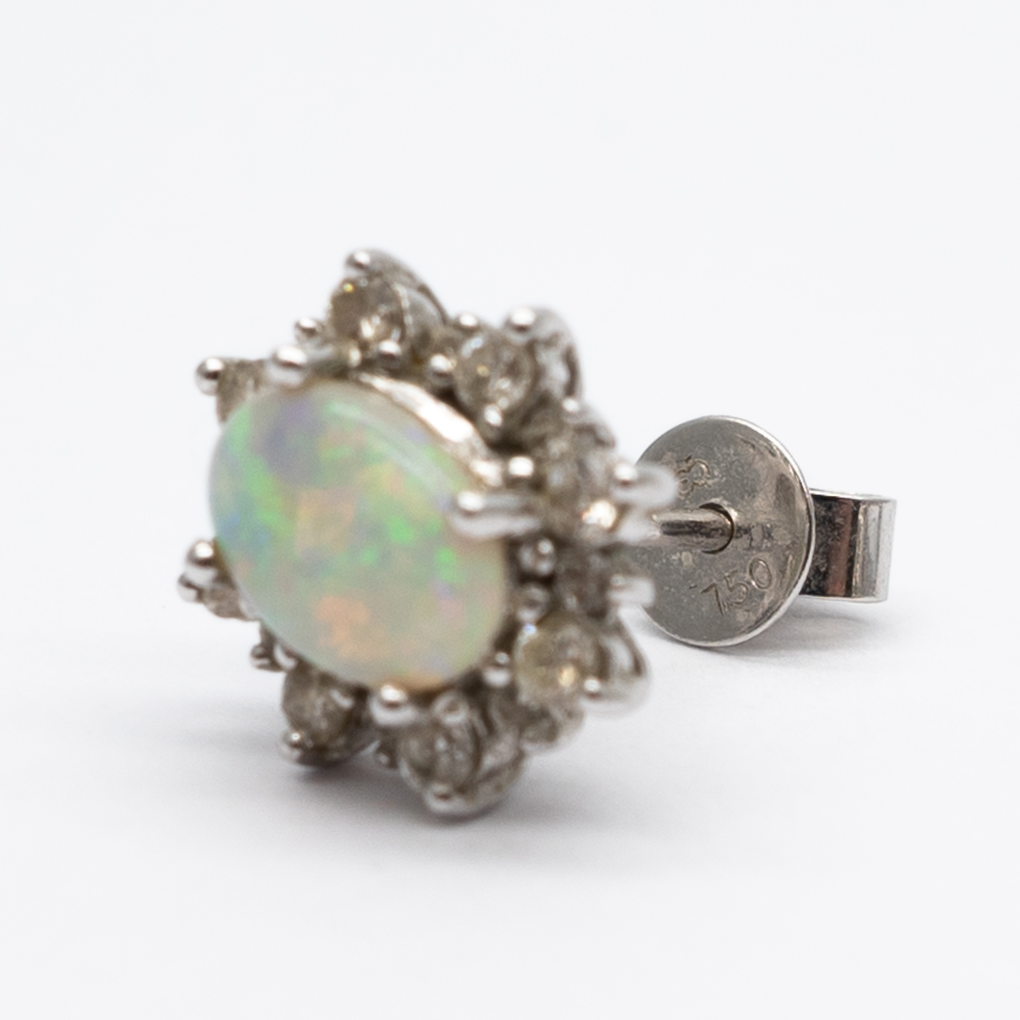 A pair of 18ct white gold opal and diamond earrings - Image 5 of 6