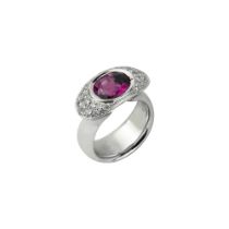 An 18ct white gold pink tourmanline and diamond dress ring