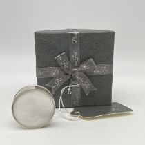 A Douglas Pell silver and mother of pearl pill box