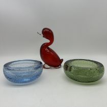 Whitefriars glass ruby red duck
