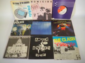 x9 7" Vinyl Lps - The Clash, 999, the Members and others.