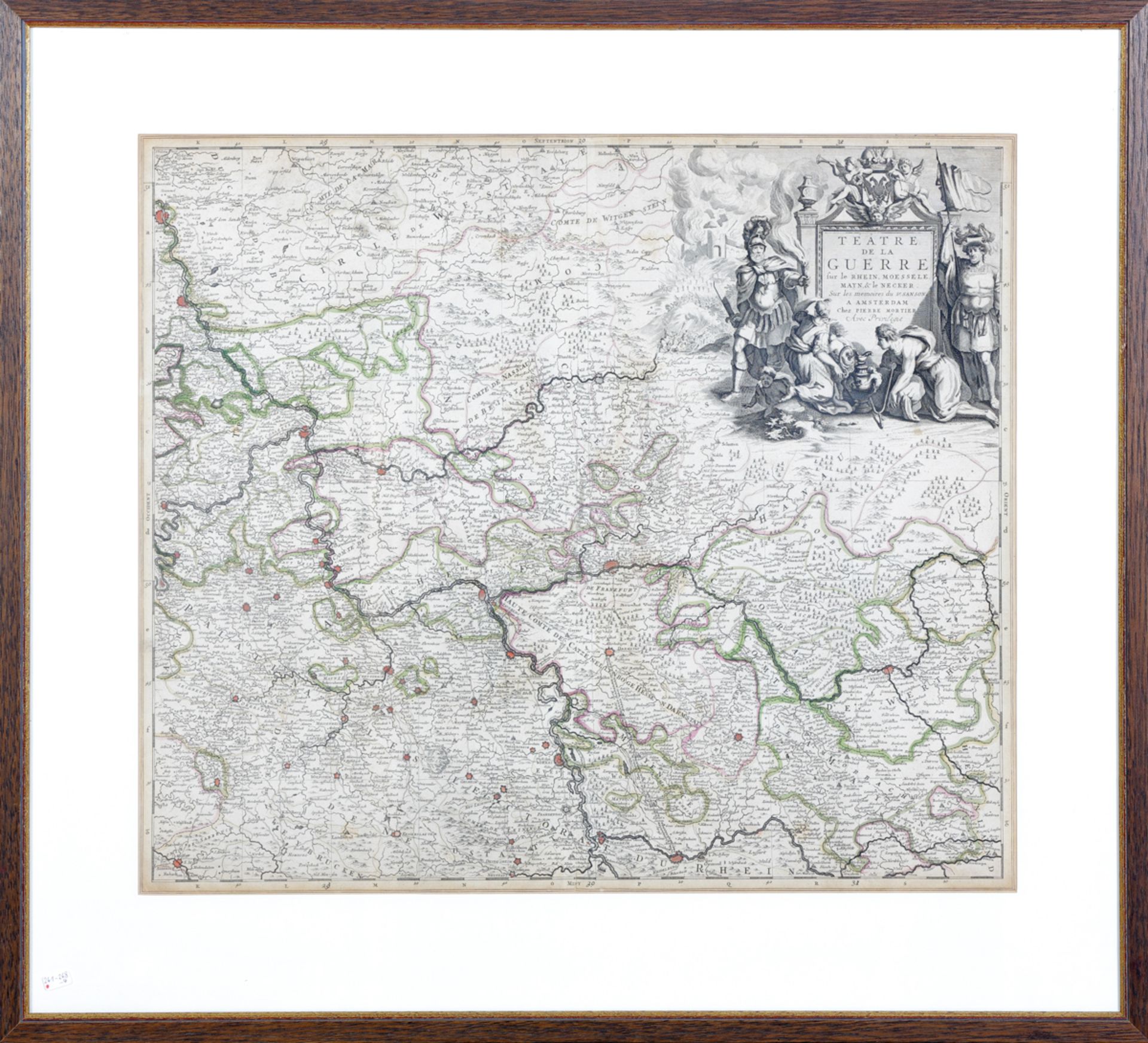 'Theatre de la Guerre', Landkarte der Regionen um Rhein, Mosel, Main und Neckar, Amsterdam, um 1708