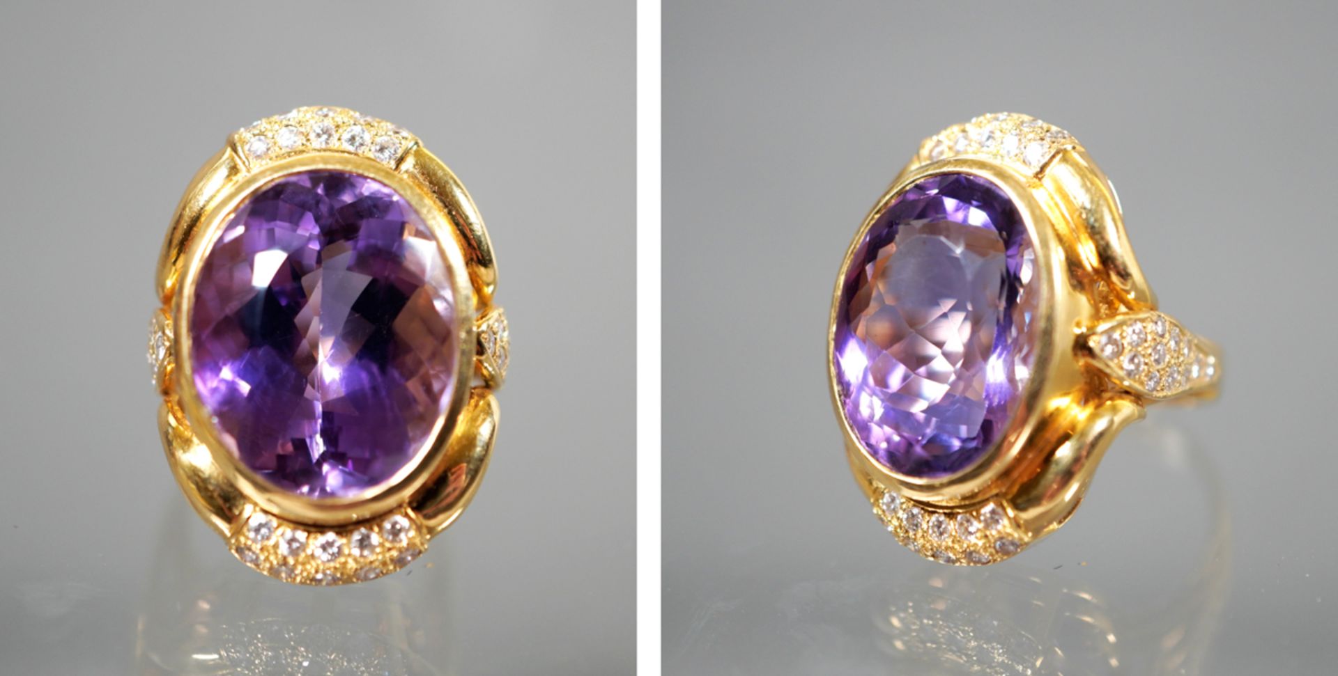 Amethystring mit Brillanten, GG 750