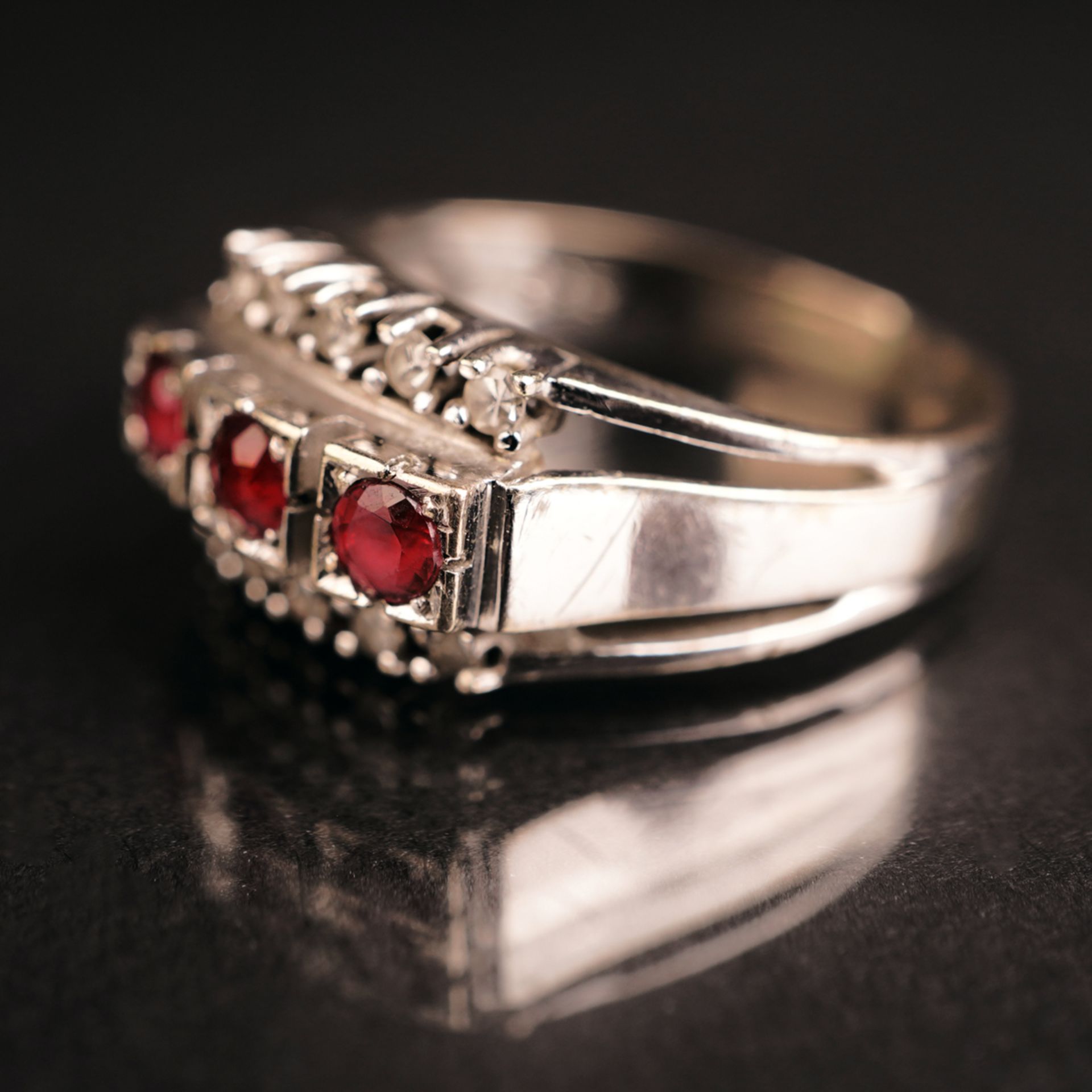 Ring mit Rubinen und Diamanten, WG 585 - Bild 3 aus 4