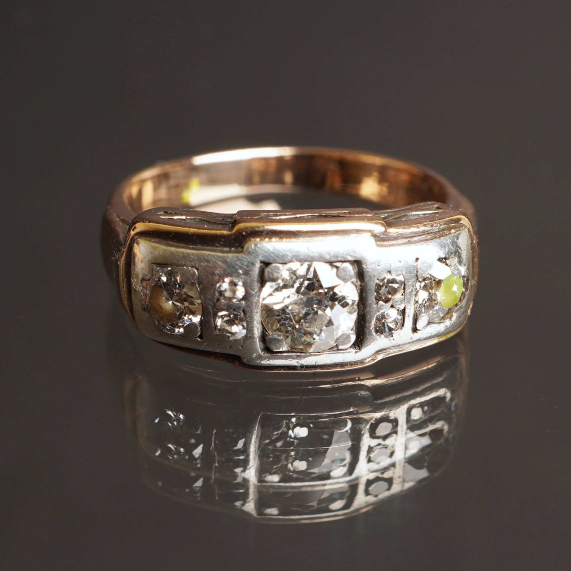 Ring mit Diamant im Altschliff, Gold 585 - Bild 5 aus 5