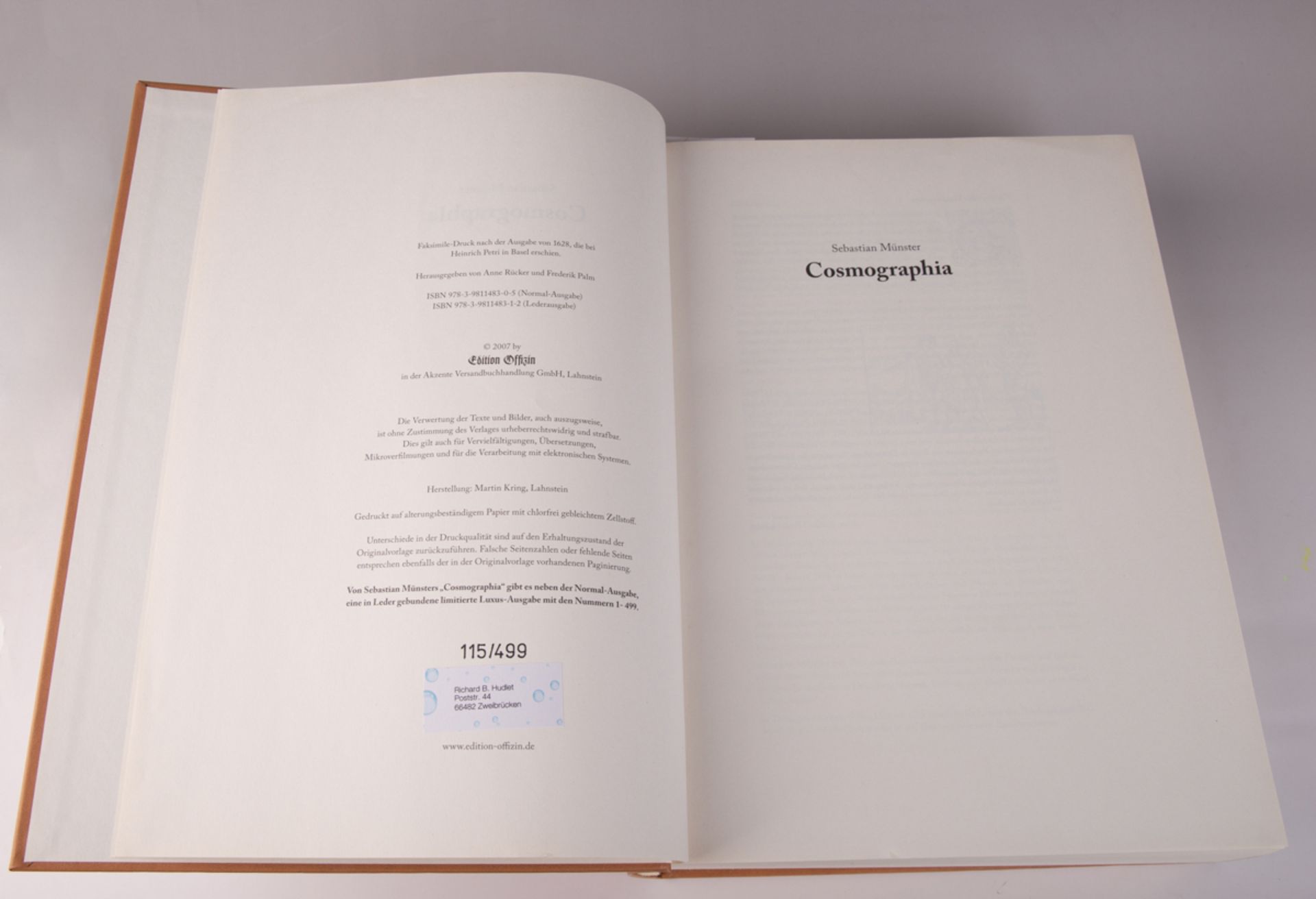 Faksimile-Edition Sebastian Münster, 'Cosmographia' - Image 2 of 4