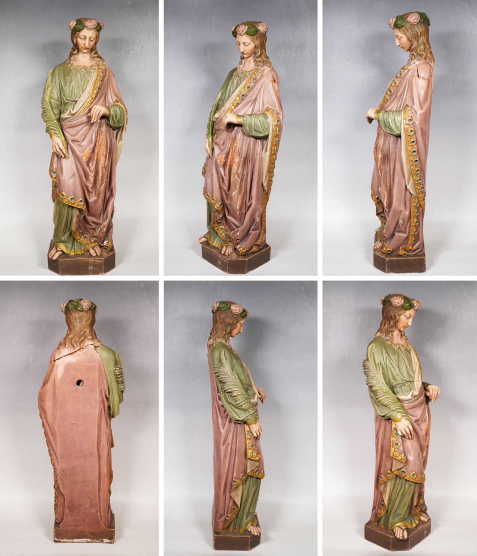 Heilige Filomena mit Palmenzweig und Rosenkranz im Haar - Bild 2 aus 6