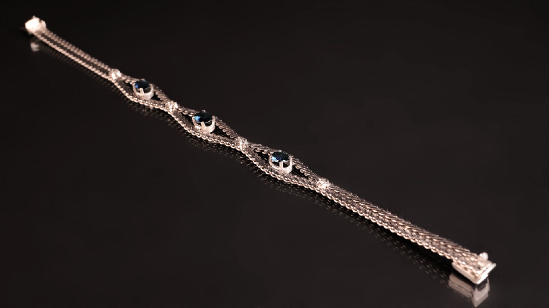 Armband mit blauen Topasen und Brillanten, WG 585 - Bild 4 aus 5