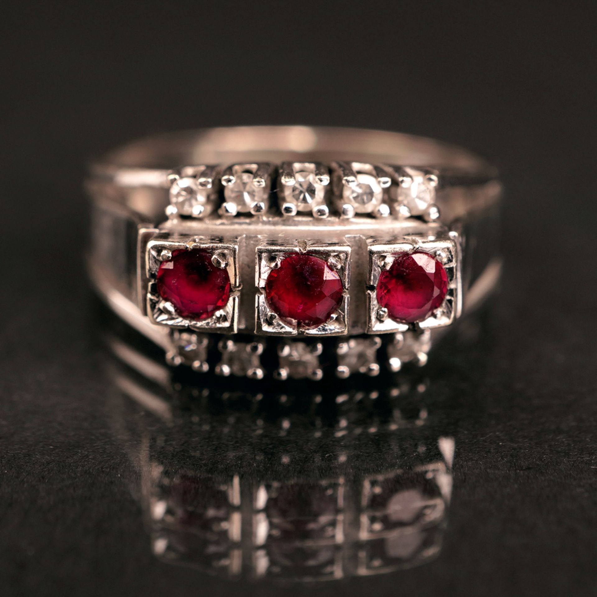 Ring mit Rubinen und Diamanten, WG 585 - Bild 2 aus 4