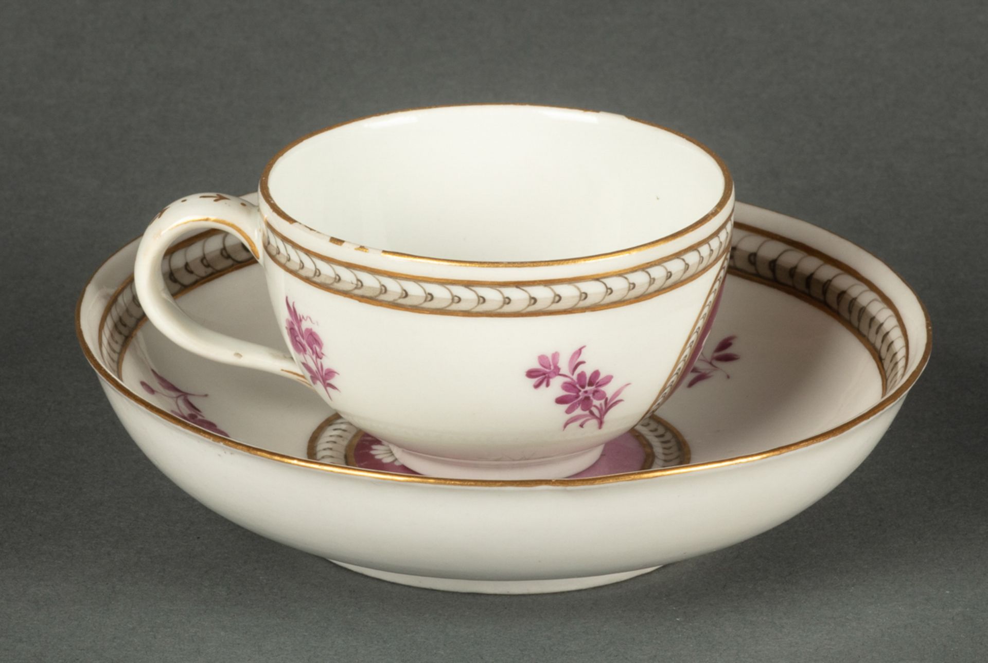 Tasse mit Untertasse, Meißen Marcolini-Periode (1774-1813) bzw. Frankenthal Manufaktur Kurfürst Carl