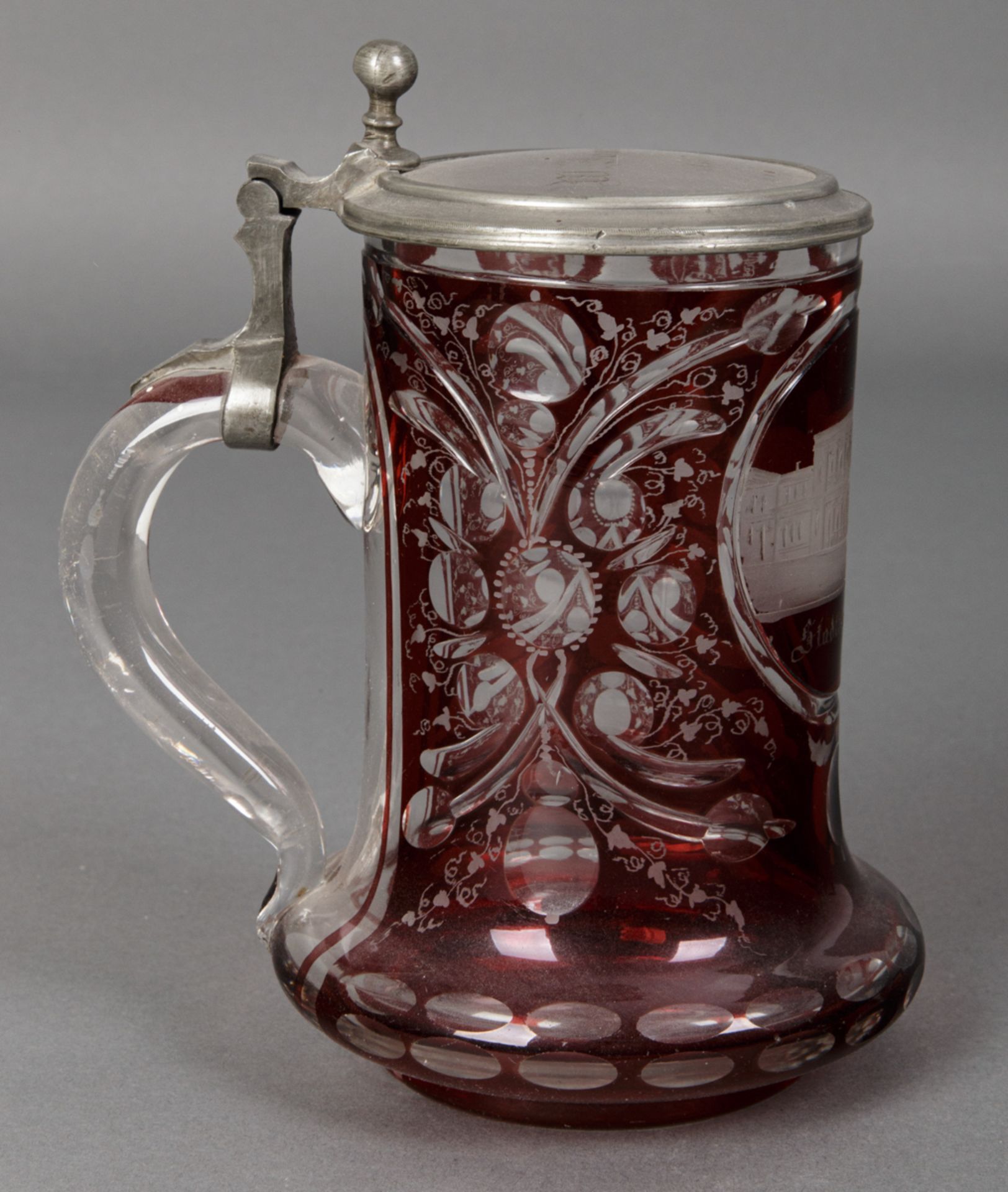 Bierkrug mit Glasdeckel, wohl Karlsbad, 1873 - Image 3 of 5