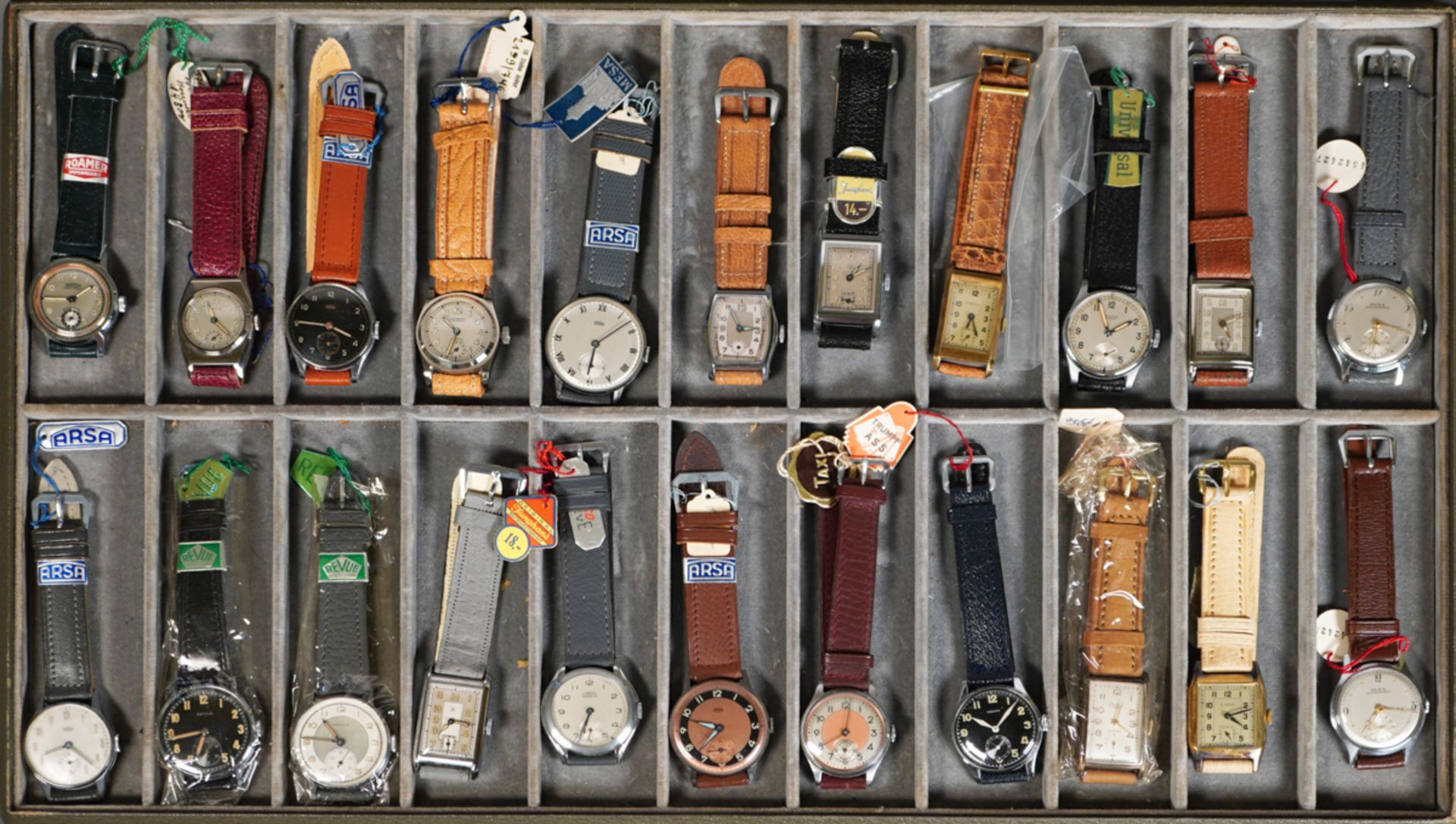 Konvolut von 22 Herrenarmbanduhren, ca. 1930er-70er Jahre
