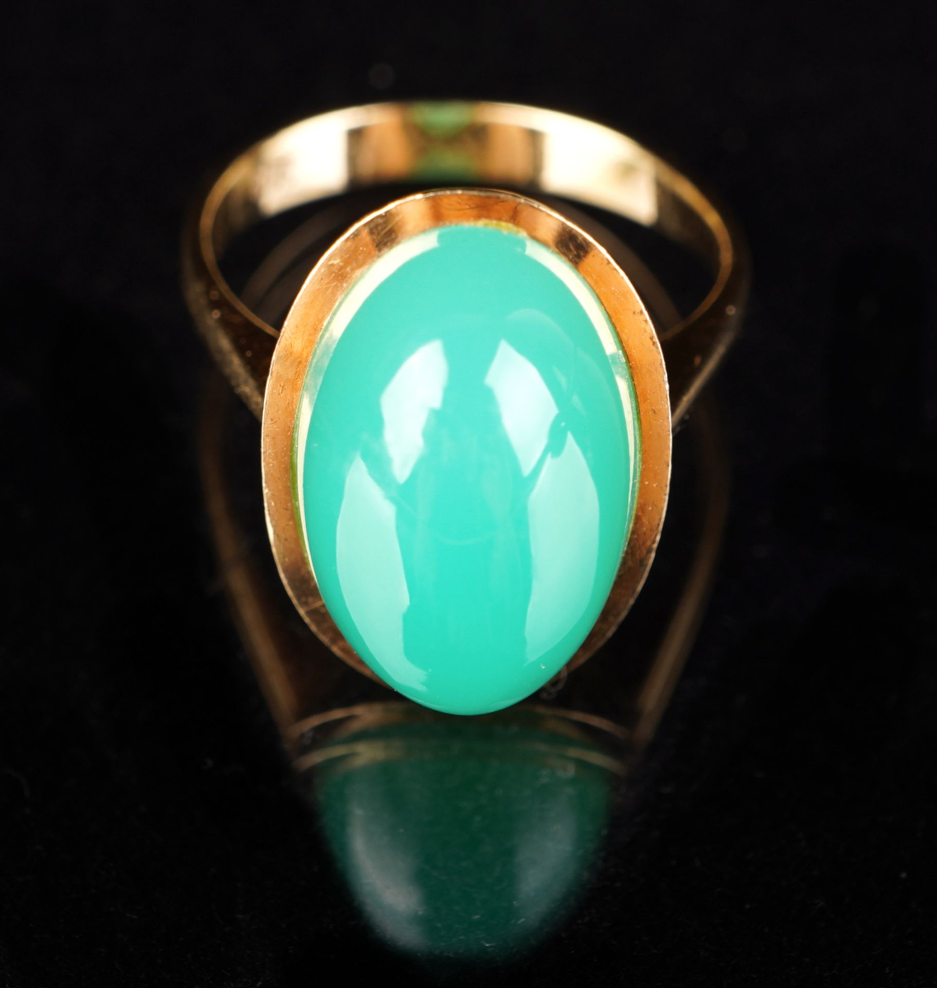 Ring mit Chrysopras, GG 585 - Bild 2 aus 5