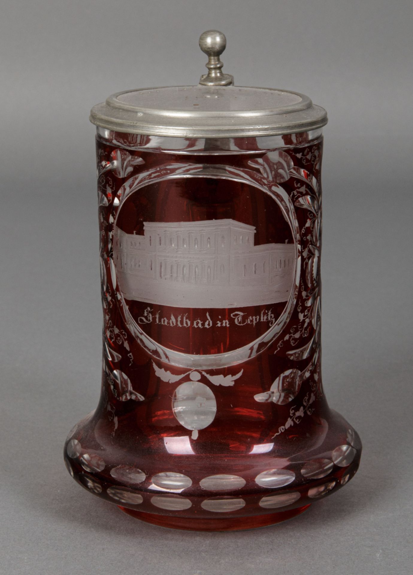 Bierkrug mit Glasdeckel, wohl Karlsbad, 1873 - Bild 2 aus 5