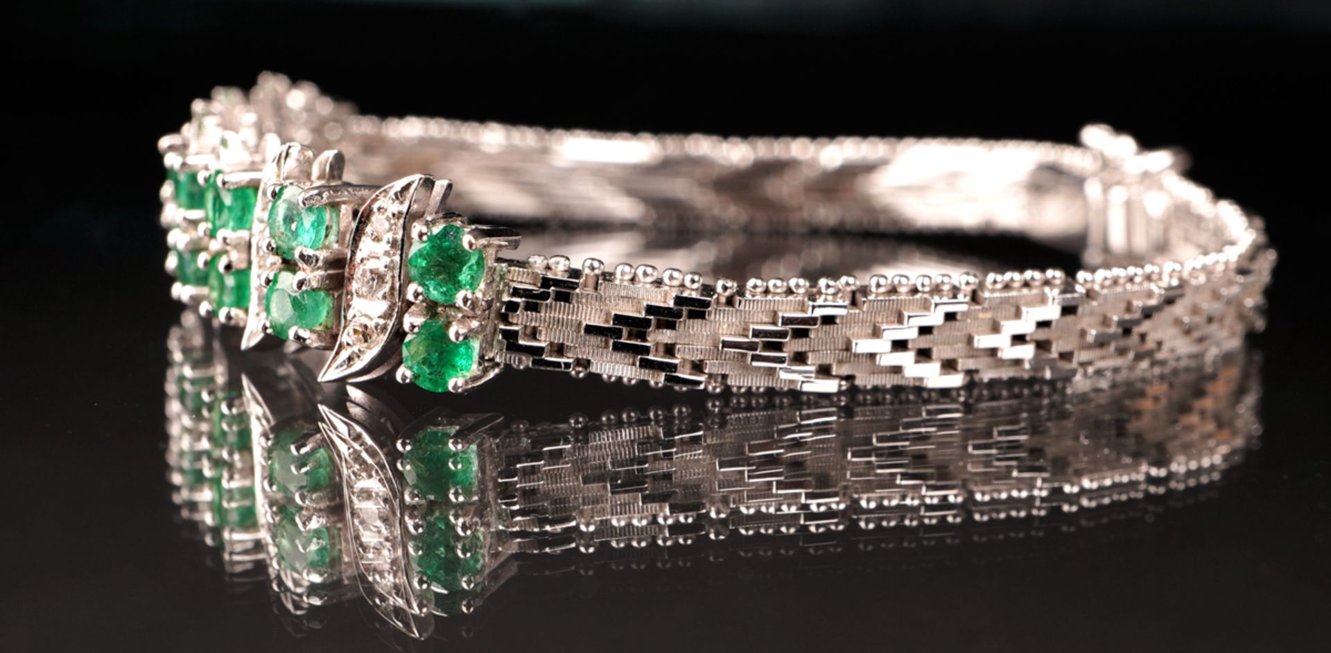 Armband mit Smaragd- und Diamantbesatz, WG 585 - Bild 3 aus 5