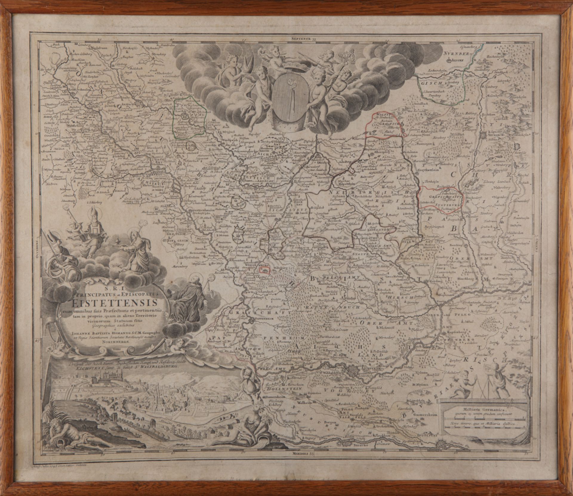 Landkarte des Kreises Eichstätt, Johann Baptist Homann Erben, Nürnberg 1745