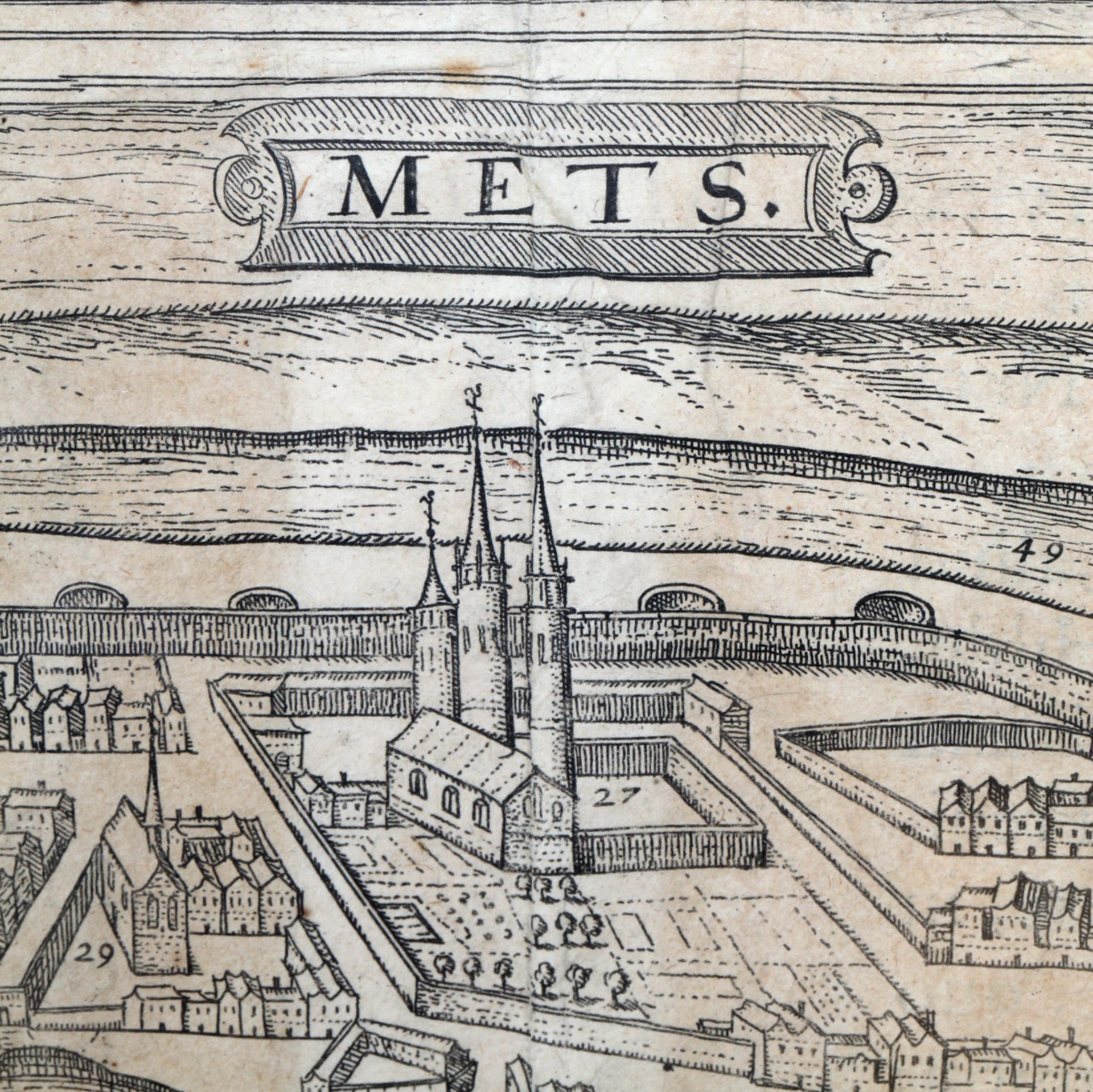 Gesamtansicht der Stadt Metz aus halber Vogelschau, nach 1557 - Image 3 of 4