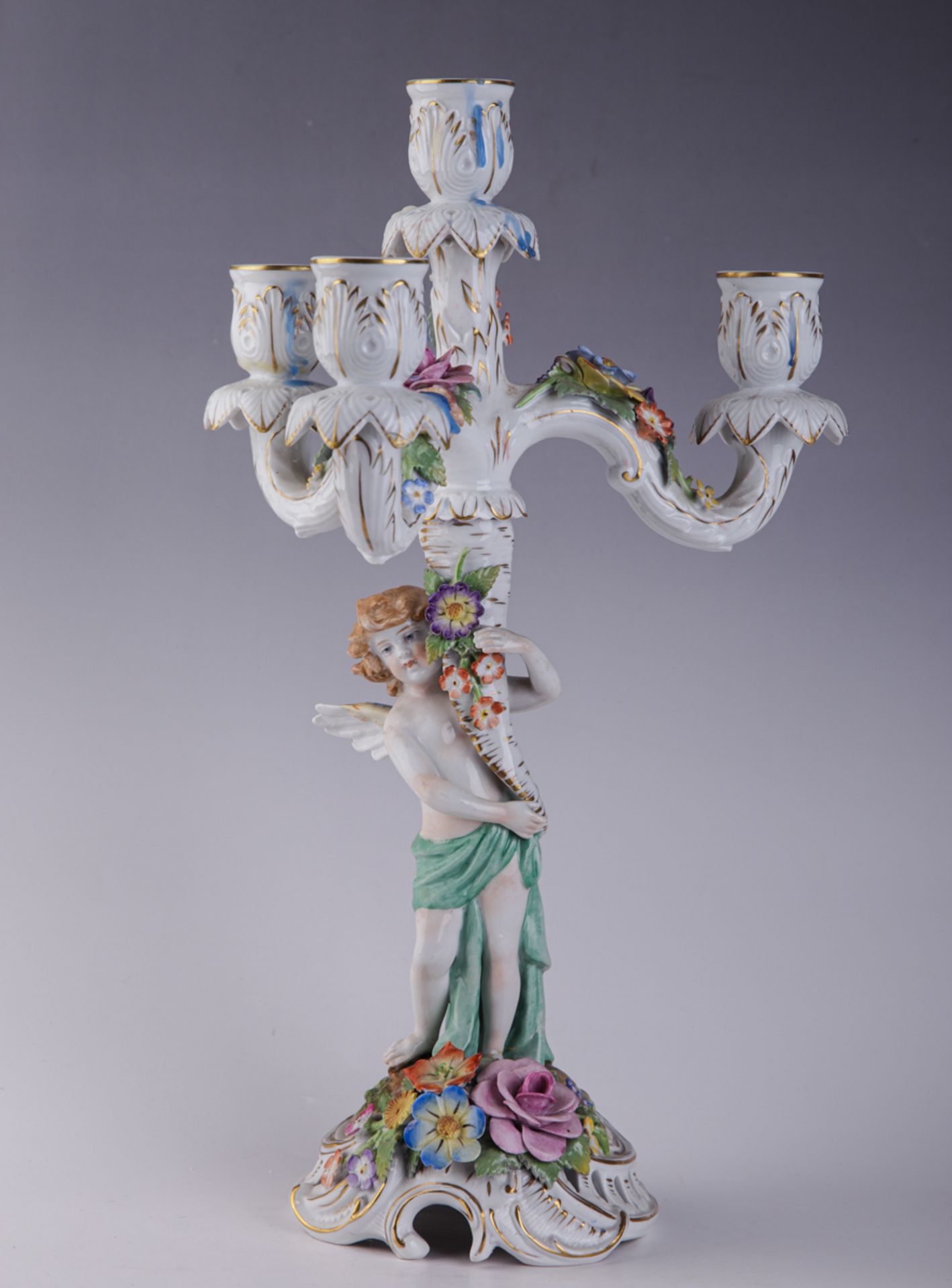 Schierholz'sche Porzellanmanufaktur Plaue, Leuchter mit Amoretto - Bild 2 aus 5