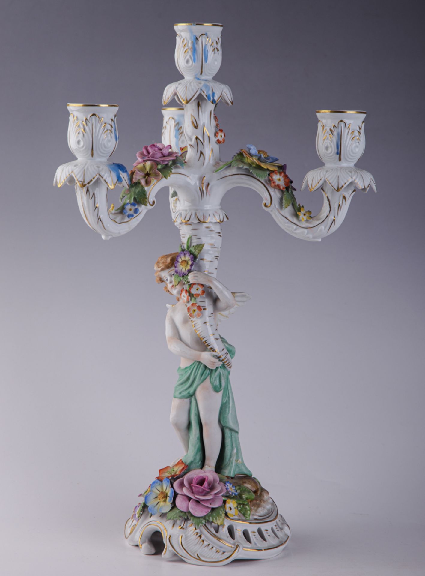Schierholz'sche Porzellanmanufaktur Plaue, Leuchter mit Amoretto - Bild 3 aus 5