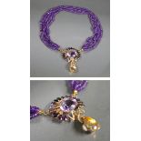 Collier mit Amethyst- und Citrinbesatz, GG 585