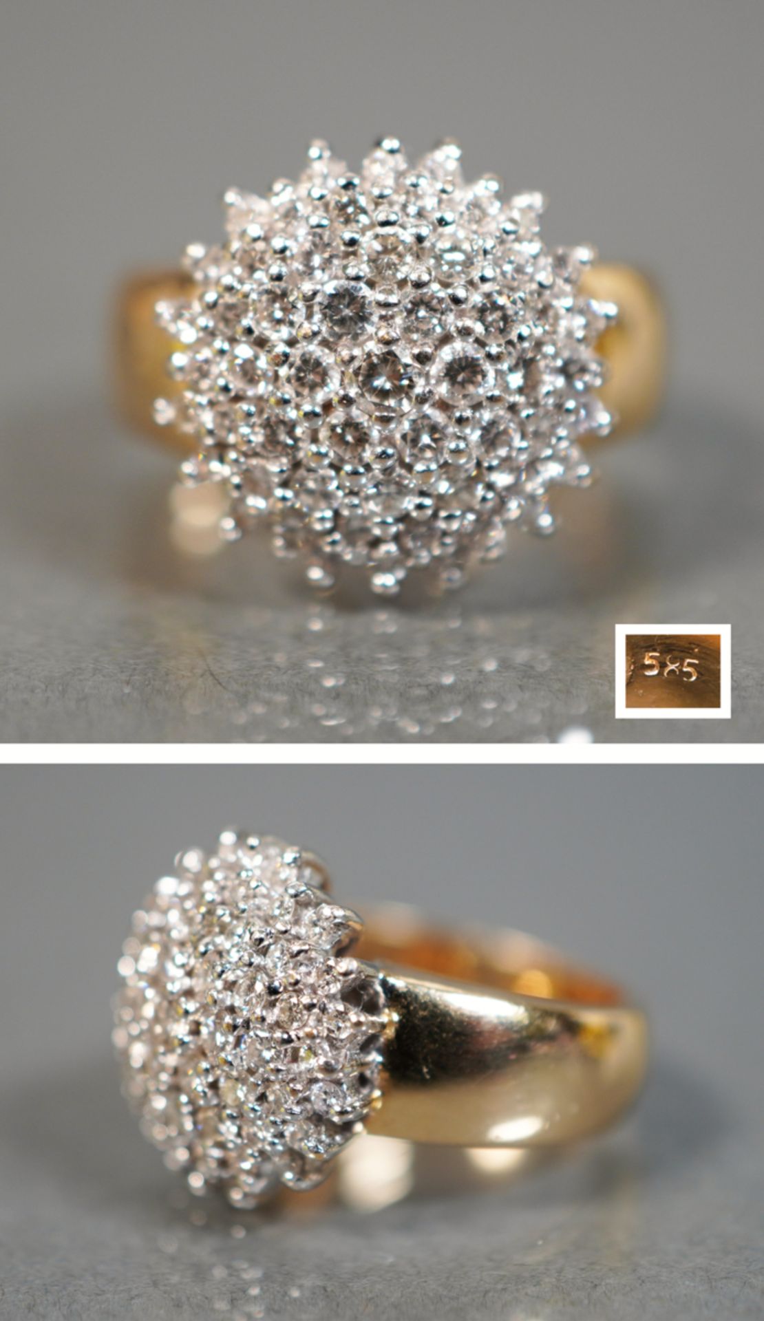 Ring mit dichtem Brillantbesatz, GG/WG 585