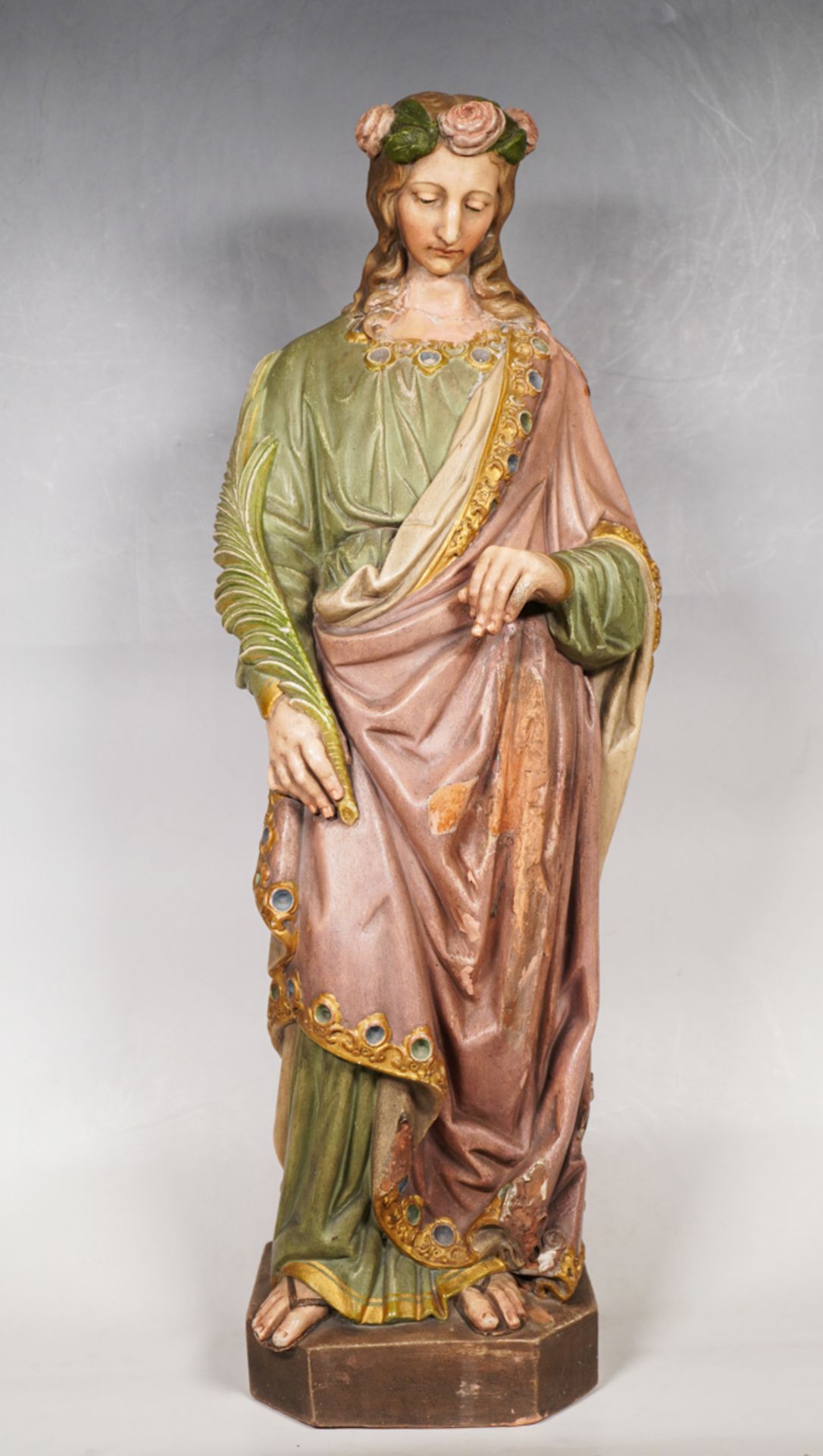 Heilige Filomena mit Palmenzweig und Rosenkranz im Haar
