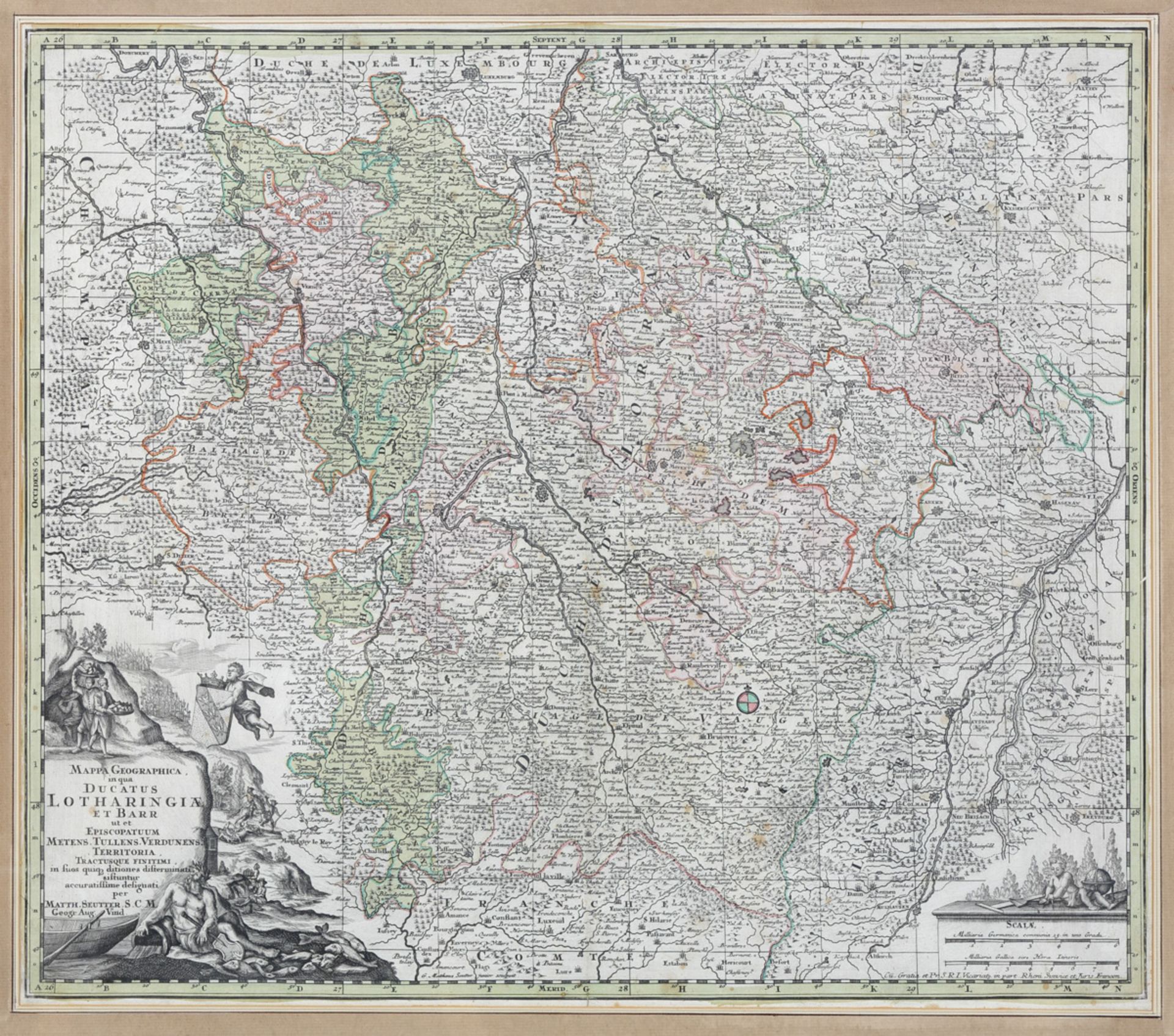 Landkarte der Grafschaft Lothringen und Barr, Augsburg, 1730 - Bild 2 aus 5