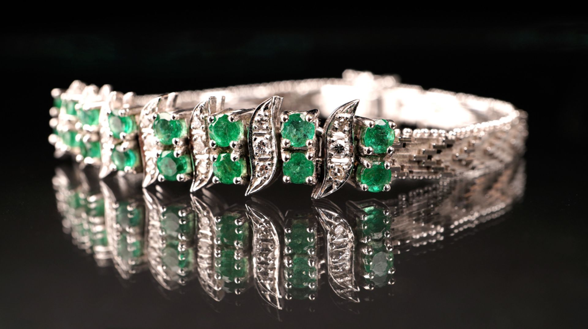 Armband mit Smaragd- und Diamantbesatz, WG 585 - Bild 4 aus 5