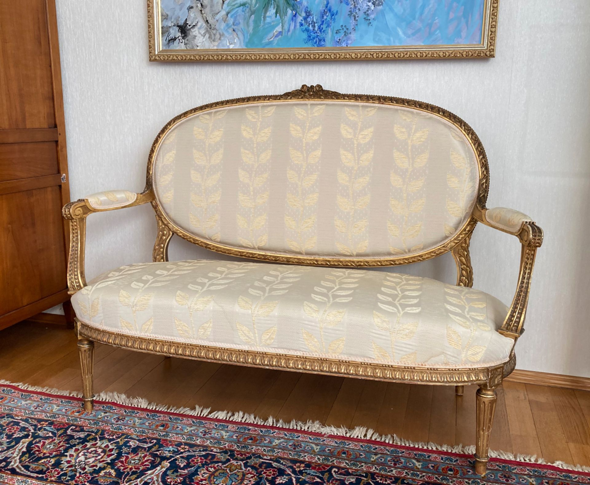 Vergoldetes Sofa im Louis XVI-Stil, Mitte 20. Jh.