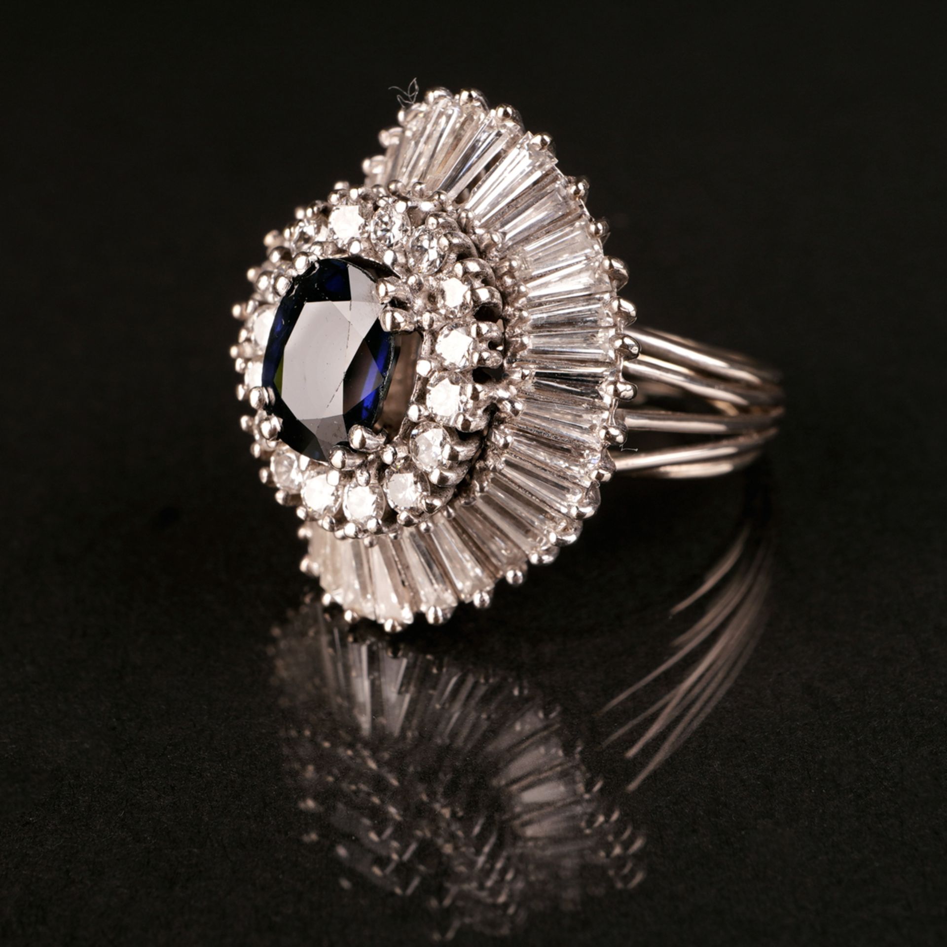 Ring mit Saphir und Diamanten, WG 585 - Bild 2 aus 5